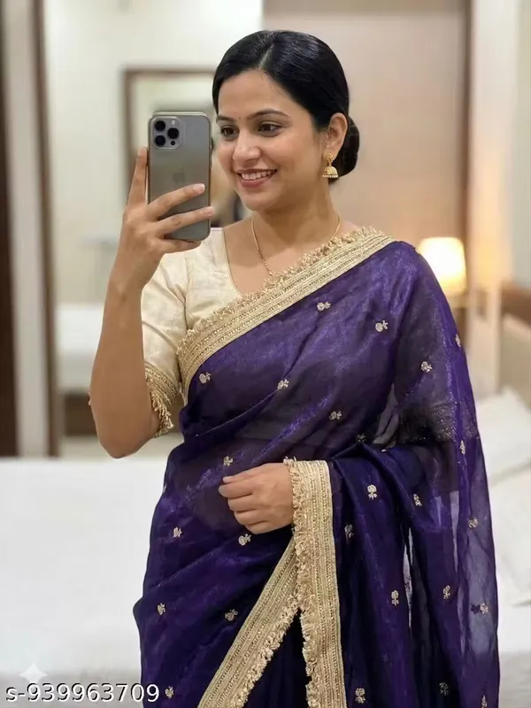 Purple_Gold_Satin_Silk_Embellished_Saree_With_Blouse_For_Women