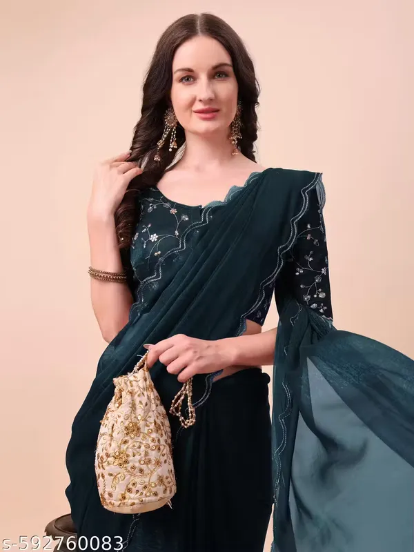 Teal_Shimmer_Silk_Embroidered_Saree_With_Blouse_For_Women