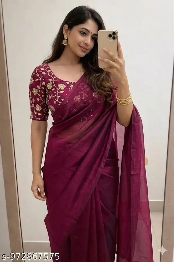 Magenta_Satin_Silk_Embroidered_Saree_With_Blouse_For_Women