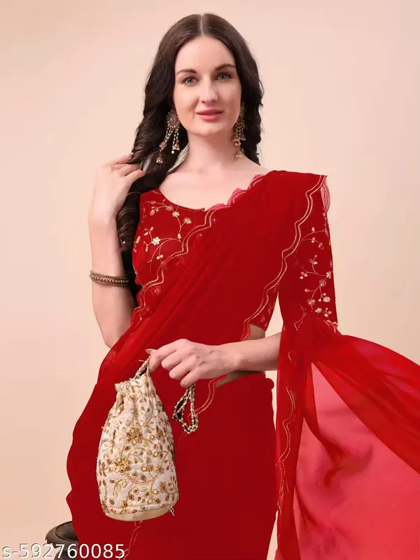 Red_Shimmer_Silk_Embroidered_Saree_With_Blouse_For_Women
