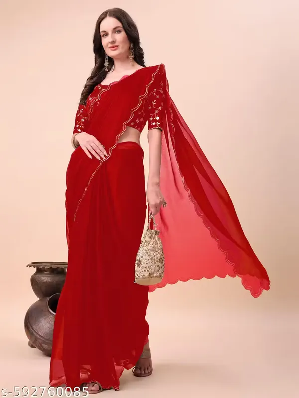 Red_Shimmer_Silk_Embroidered_Saree_With_Blouse_For_Women