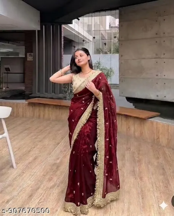 Maroon_Satin_Silk_Embroidered_Saree_With_Blouse_For_Women