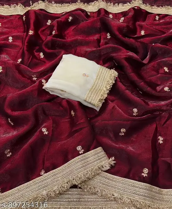 Maroon_Satin_Silk_Embroidered_Saree_With_Blouse_For_Women