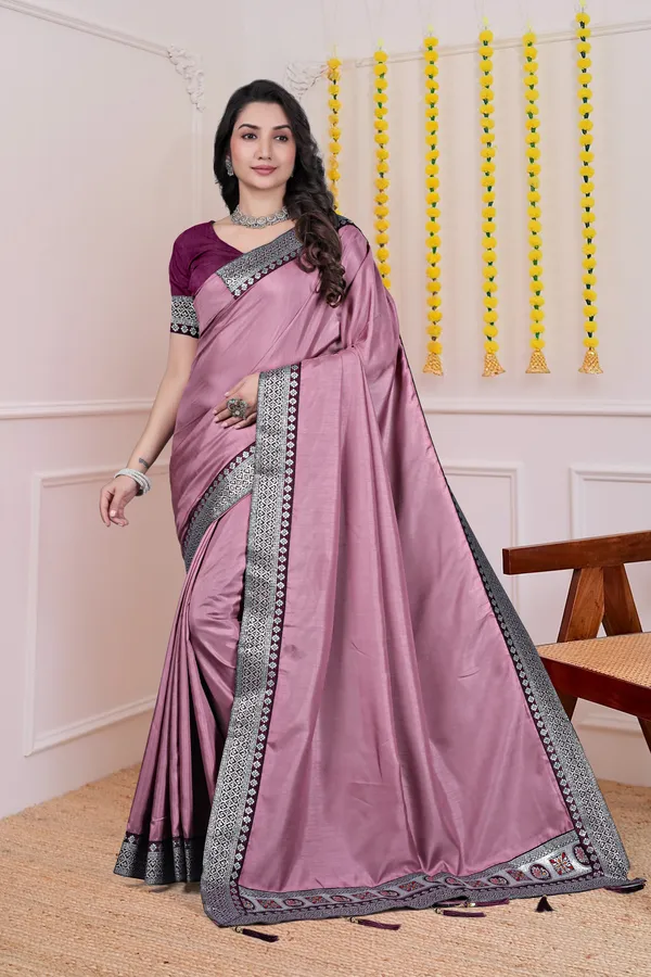 Mauve_Dola_Silk_Satin_Finish_Saree_With_Blouse_For_Women