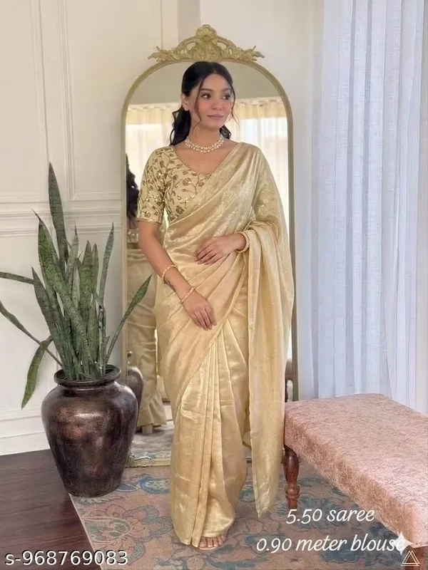 Champagne_Satin_Silk_Embroidered_Saree_With_Blouse_For_Women