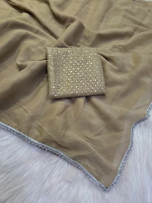 Taupe_Shimmer_Silk_Embellished_Saree_With_Blouse_For_Women