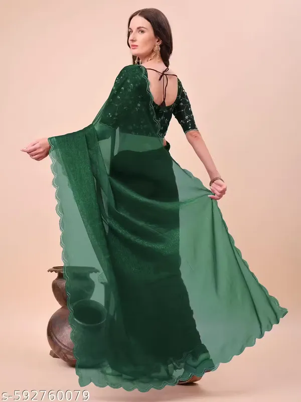 Green_Shimmer_Silk_Embroidered_Saree_With_Blouse_For_Women