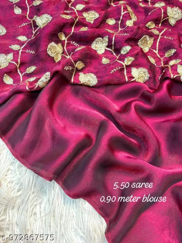 Magenta_Satin_Silk_Embroidered_Saree_With_Blouse_For_Women