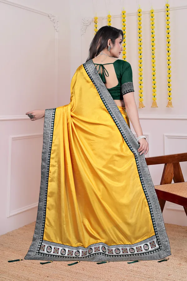Yellow_Dola_Silk_Saree_With_Blouse_For_Women