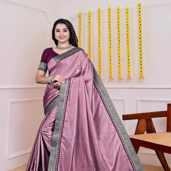 Mauve_Dola_Silk_Satin_Finish_Saree_With_Blouse_For_Women