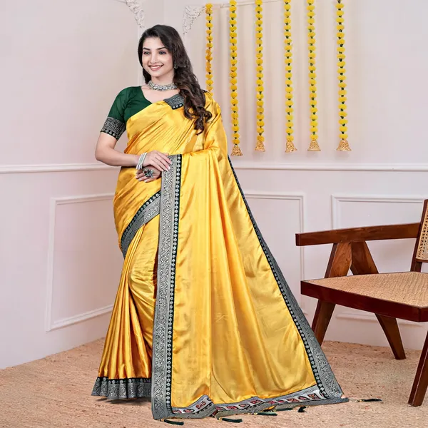Yellow_Dola_Silk_Saree_With_Blouse_For_Women