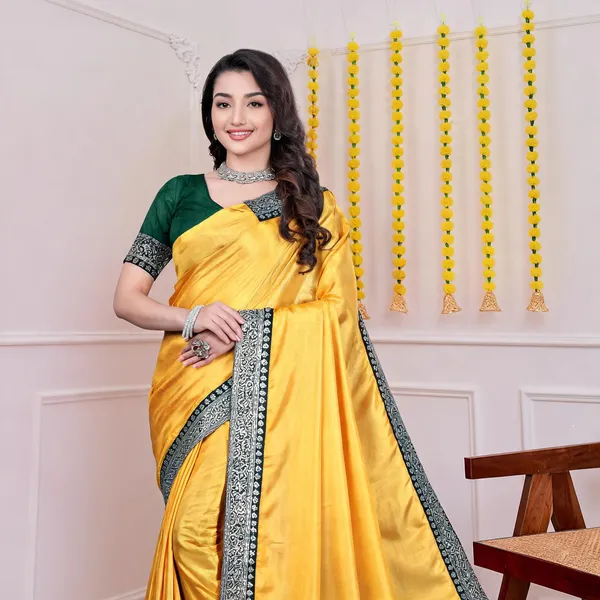 Yellow_Dola_Silk_Saree_With_Blouse_For_Women