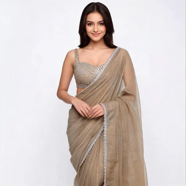 Taupe_Shimmer_Silk_Embellished_Saree_With_Blouse_For_Women