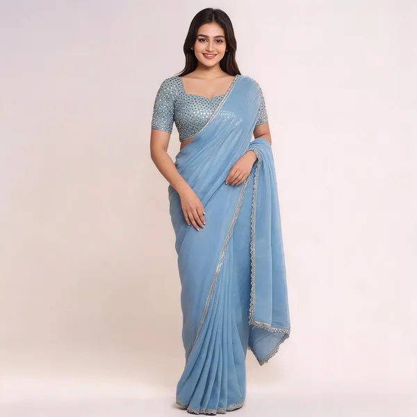 Blue_Shimmer_Silk_Embellished_Saree_With_Blouse_For_Women