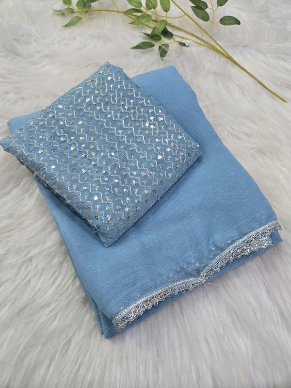Blue_Shimmer_Silk_Embellished_Saree_With_Blouse_For_Women
