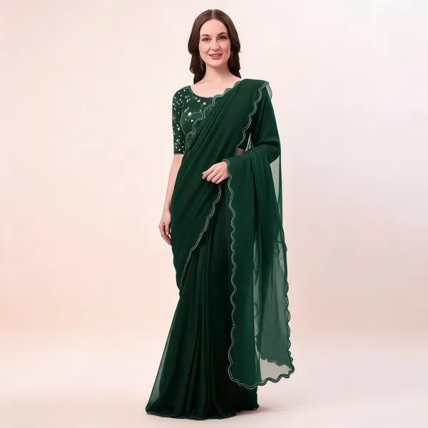 Green_Shimmer_Silk_Embroidered_Saree_With_Blouse_For_Women
