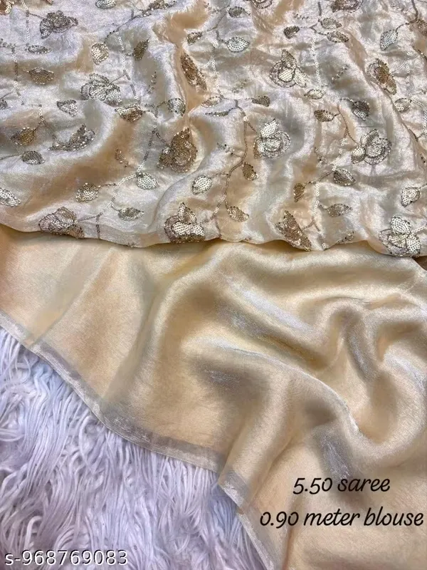Champagne_Satin_Silk_Embroidered_Saree_With_Blouse_For_Women