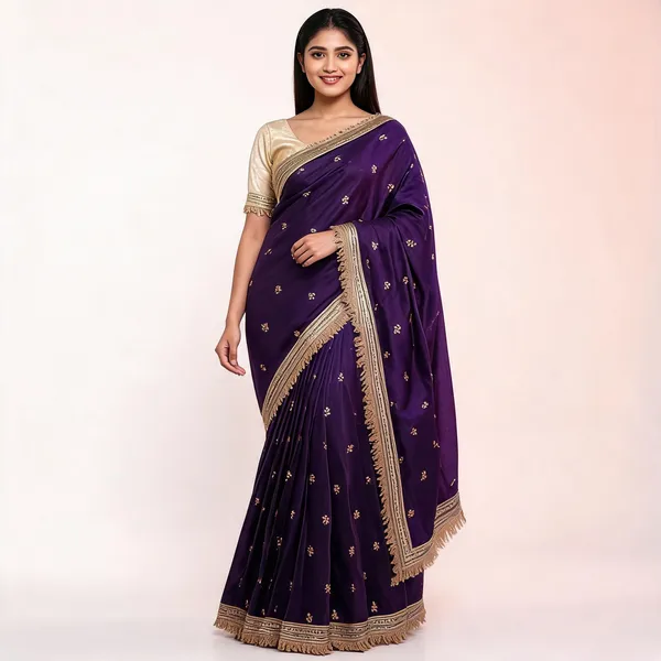 Purple_Gold_Satin_Silk_Embellished_Saree_With_Blouse_For_Women