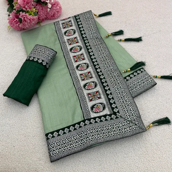 Mint_Green_Dola_Silk_Saree_With_Blouse_For_Women