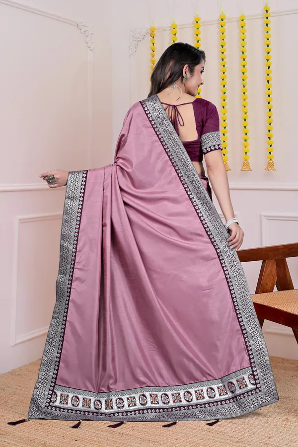 Mauve_Dola_Silk_Satin_Finish_Saree_With_Blouse_For_Women