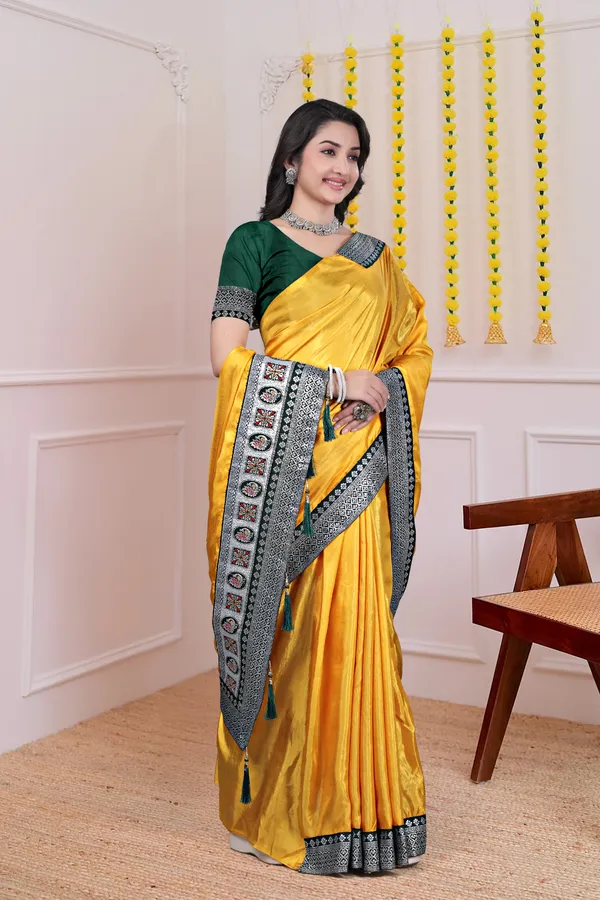 Yellow_Dola_Silk_Saree_With_Blouse_For_Women