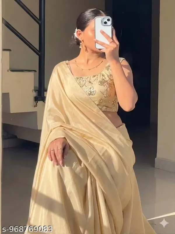 Champagne_Satin_Silk_Embroidered_Saree_With_Blouse_For_Women