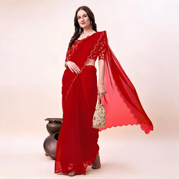 Red_Shimmer_Silk_Embroidered_Saree_With_Blouse_For_Women
