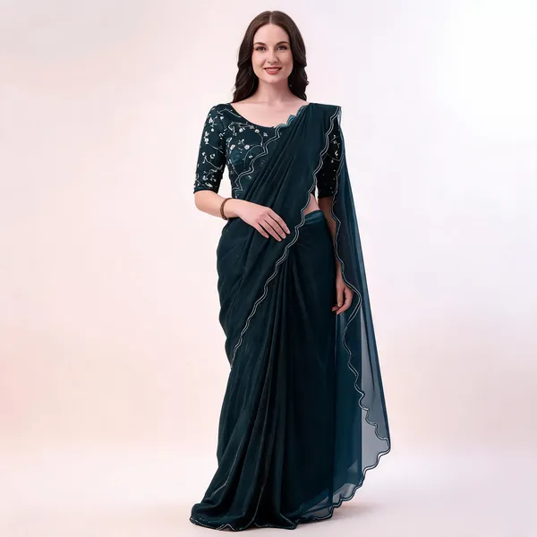 Teal_Shimmer_Silk_Embroidered_Saree_With_Blouse_For_Women