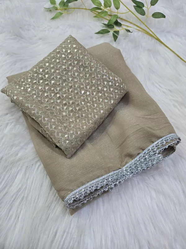Taupe_Shimmer_Silk_Embellished_Saree_With_Blouse_For_Women