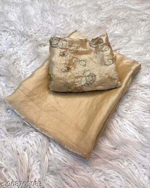 Champagne_Satin_Silk_Embroidered_Saree_With_Blouse_For_Women