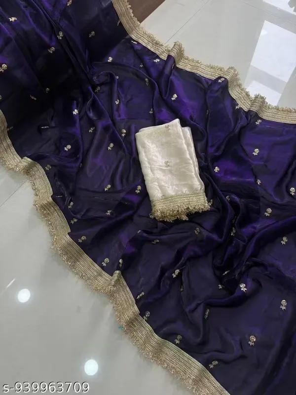 Purple_Gold_Satin_Silk_Embellished_Saree_With_Blouse_For_Women