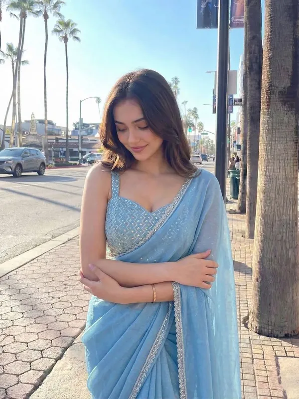 Blue_Shimmer_Silk_Embellished_Saree_With_Blouse_For_Women