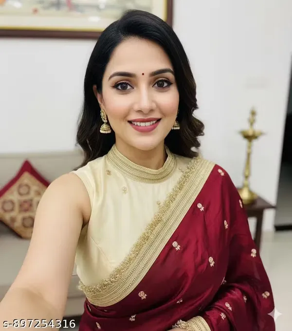 Maroon_Satin_Silk_Embroidered_Saree_With_Blouse_For_Women