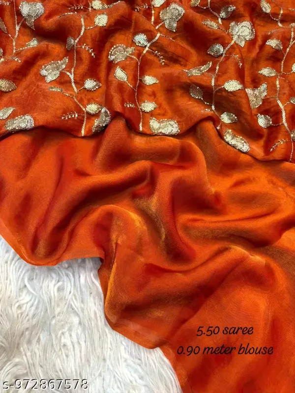 Orange_Satin_Silk_Embroidered_Saree_With_Blouse_For_Women