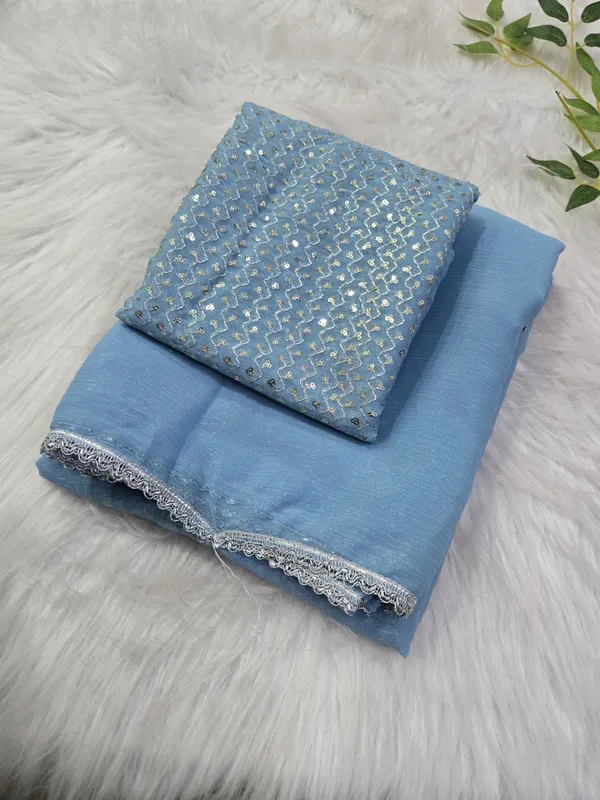 Blue_Shimmer_Silk_Embellished_Saree_With_Blouse_For_Women