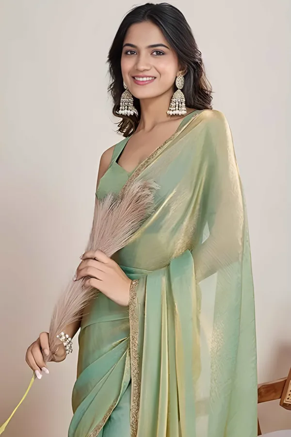Pista_Green_Silk_Blend_Saree_For_Women