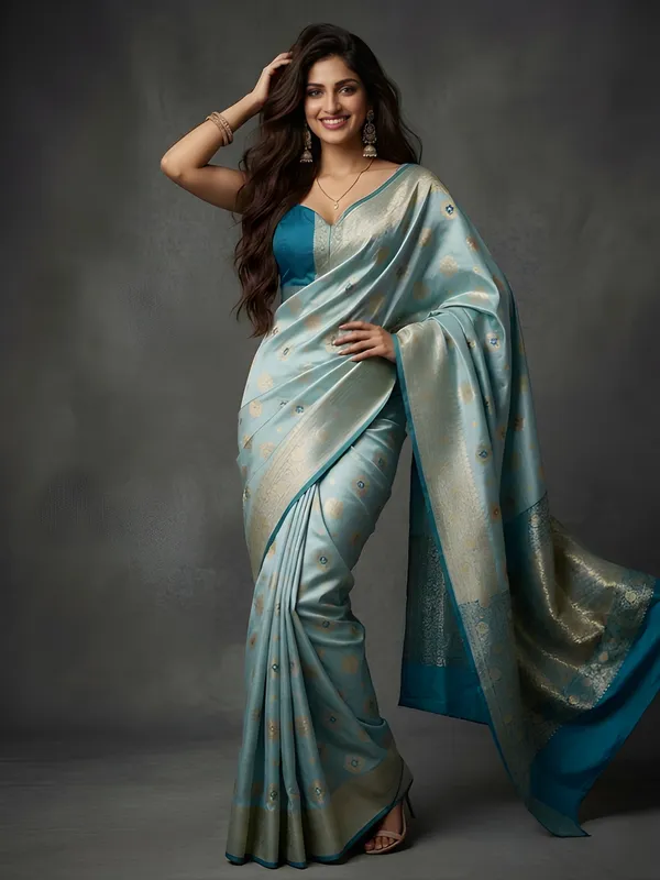 Sky_Blue_Cotton_Saree_For_Women