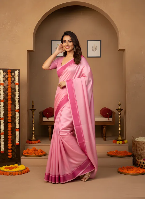 Pink_Satin_Silk_Saree_For_Women