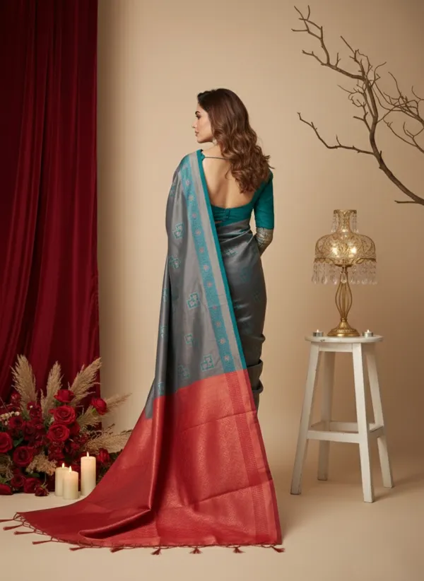 Red_Silk_Blend_Saree_For_Women