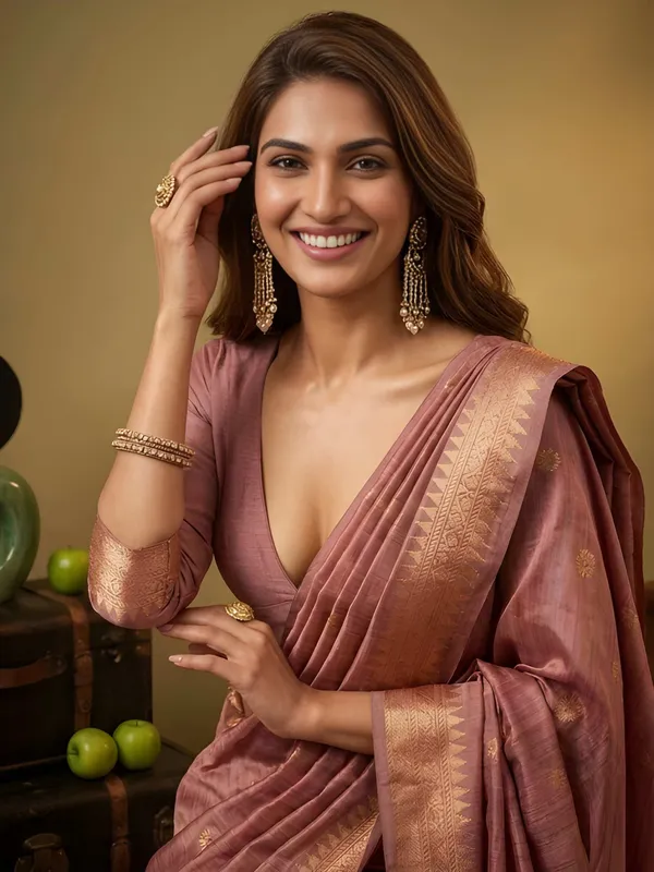 Pink_Silk_Blend_Saree_For_Women