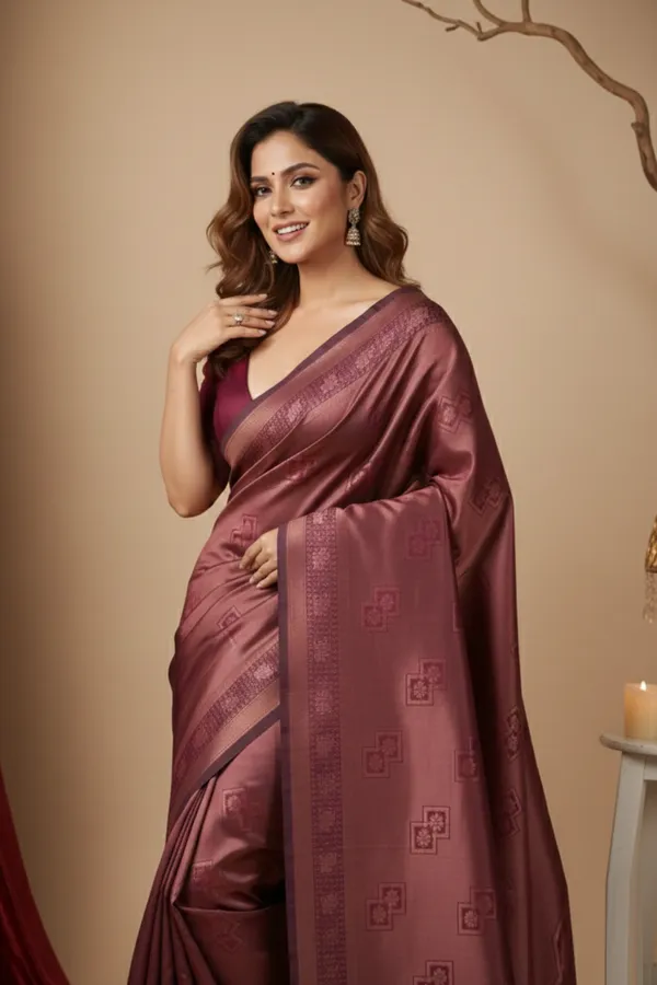 Purple_Silk_Blend_Saree_For_Women