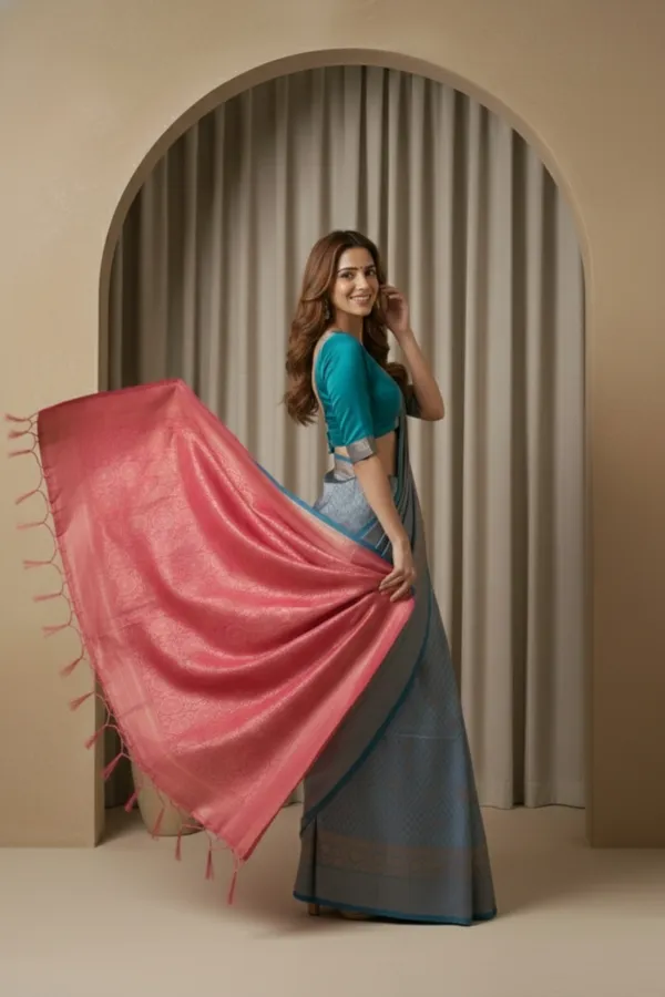 Pink_Silk_Blend_Saree_For_Women