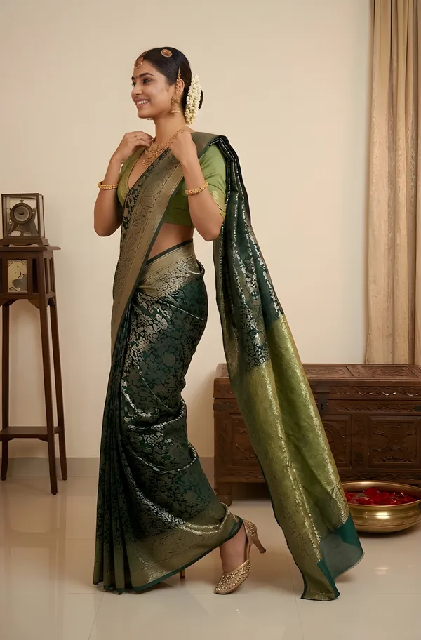 Green_Brocade_Silk_Saree_For_Women