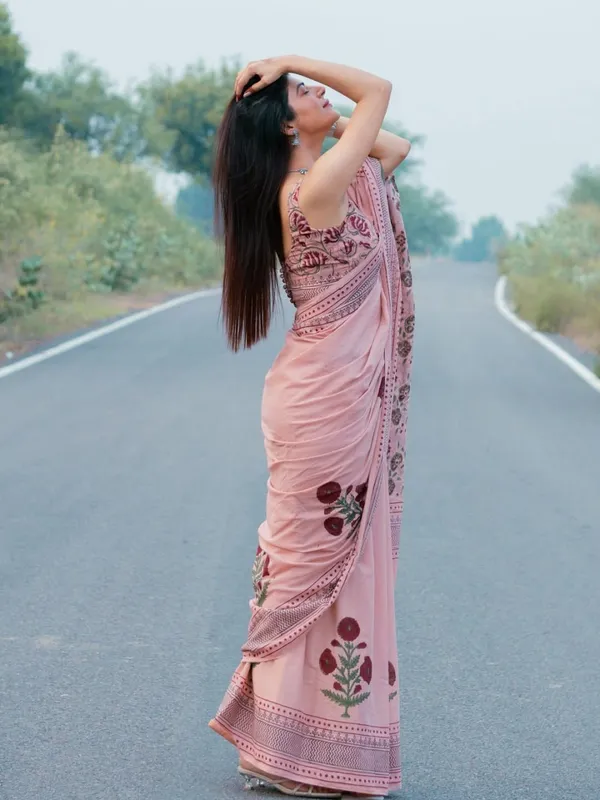 Peach_Cotton_Saree_For_Women