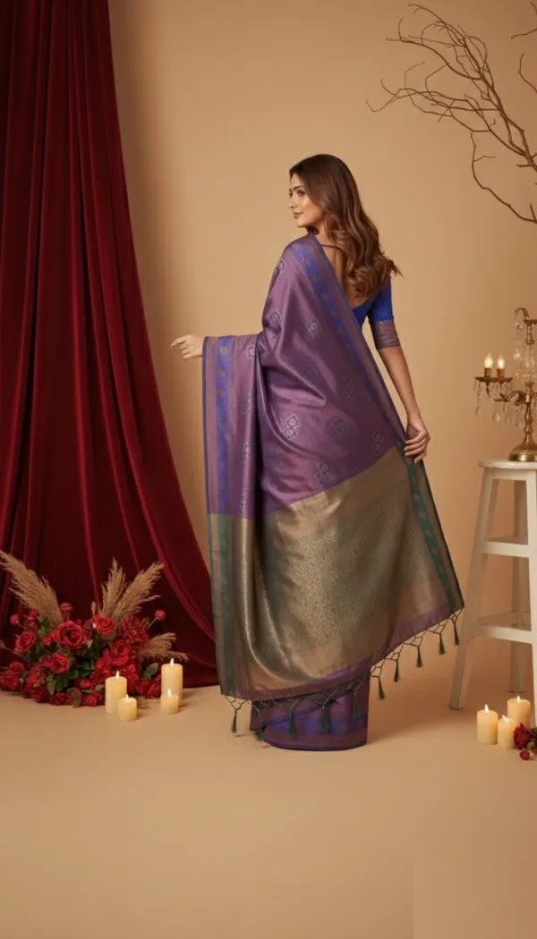 Purple_Silk_Blend_Saree_For_Women