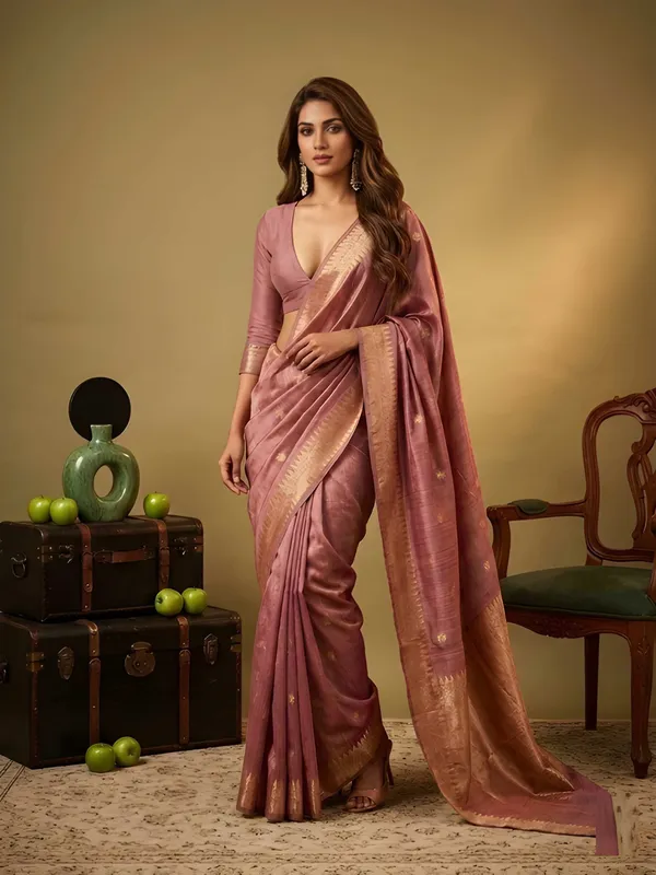 Pink_Silk_Blend_Saree_For_Women