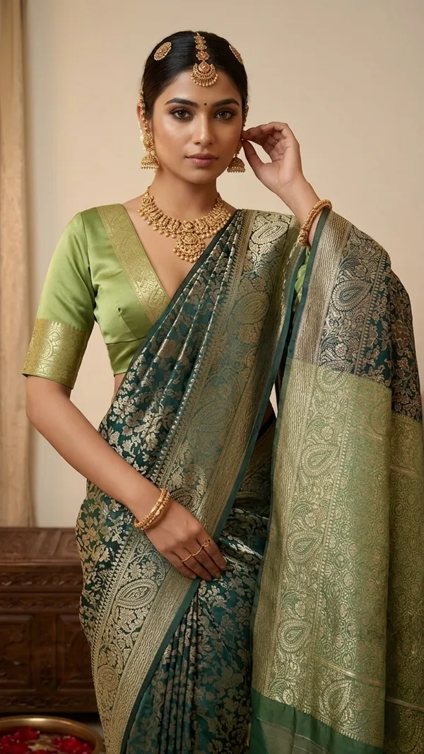 Green_Brocade_Silk_Saree_For_Women