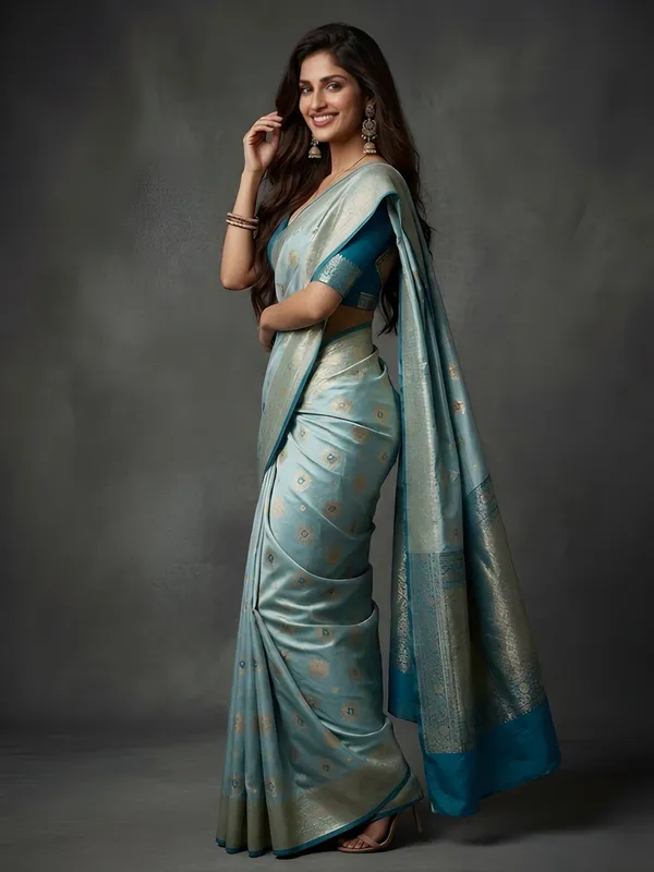 Sky_Blue_Cotton_Saree_For_Women