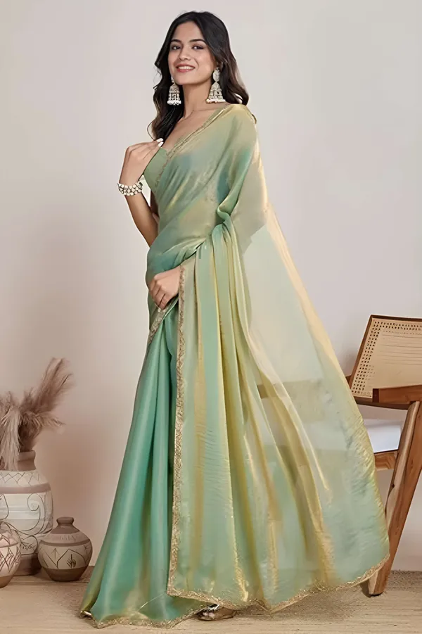 Pista_Green_Silk_Blend_Saree_For_Women
