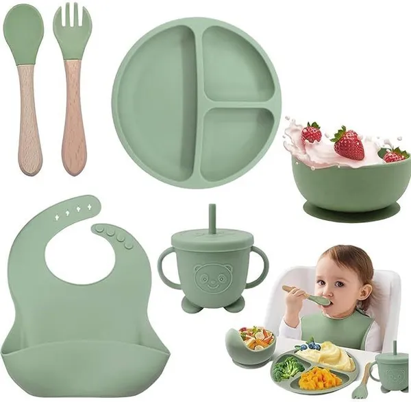 Green_Silicone_Baby_Feeding_Set_For_Babies_Feeding